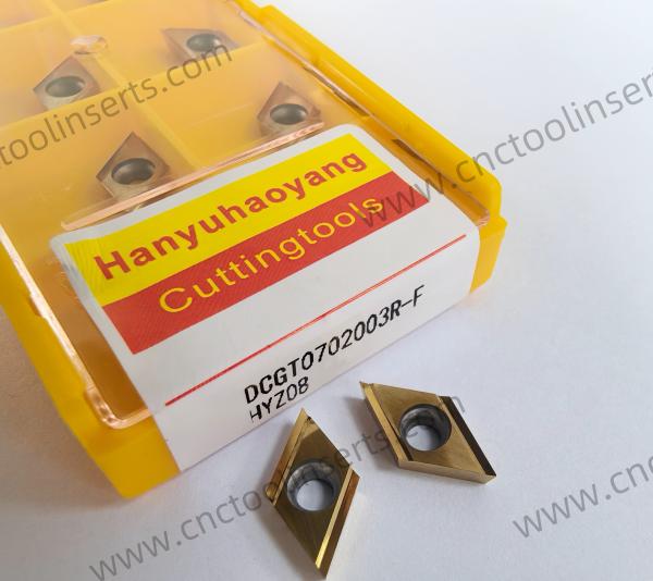 Plaquettes d'alésage CNC Wc-Co Revêtement CVD DCGT0702003R-F HYZ08, Adaptées à l'usinage de l'acier doux