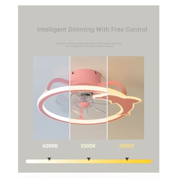 2- Contemporary 5 Blades Integrated LED Ceiling Fan for Children's Bedrooms Living Room ABS AC