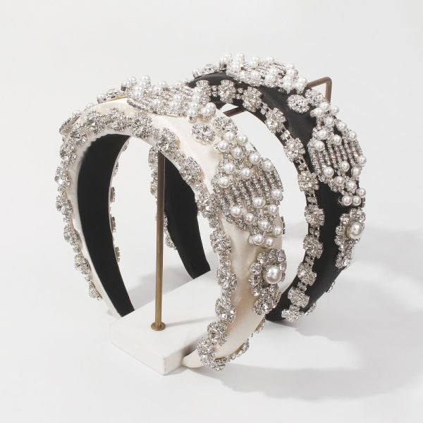 Heavy industry fashion sponge bride diamond pearl headbands creative luxury headband hair accessories