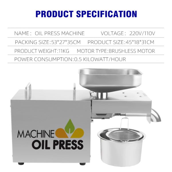 Automatic Grade High Yield Canola Oil Extraction Machine for Home Oil Press/Coconut Oil Squeezer