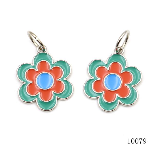 Zinc Alloy Metal Enamel Charms Soft Enamel Flower Bag Charms Colorful