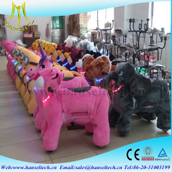 Hansel hot selling kids plush eletric motorizd animal for shopping amusent park mall animal scooter ride led necklace