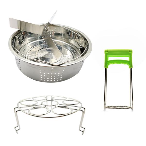 10pcs Various Combination Kitchen Set, Double Boiler Set Pressure Cooker Accessories Basket Pot Disk Holder Silicone Food Clip