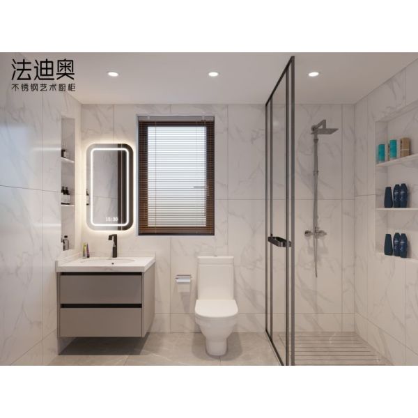 Ванный шкаф из нержавеющей стали с интеллектуальным зеркалом и большим хранилищем