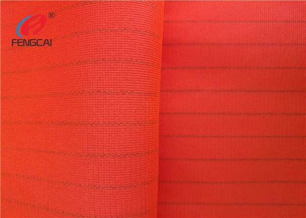 Stripe Fluorescent Orange Fabric , Safety Vest Fabric Adjustable Width