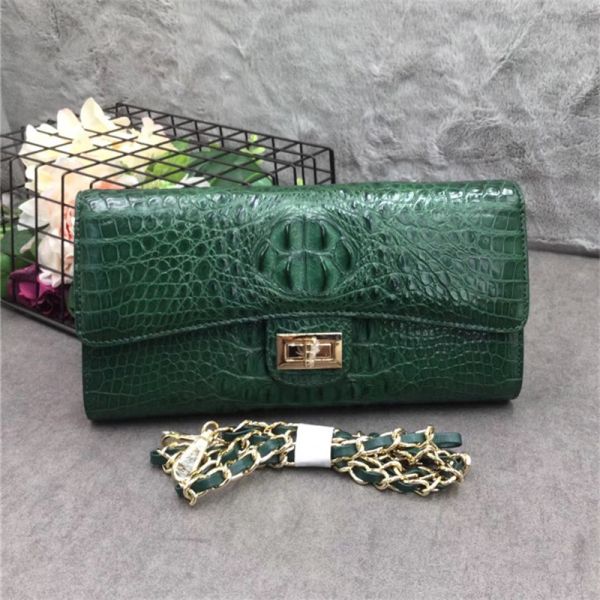 Exotic Alligator Skin Female Small Clutch Purse Authentic Real Crocodile Leather Women Flap Bag Lady Cross Shoulder Bag