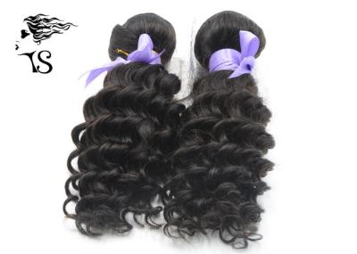 Natural Black Deep Wave Human Hair Weft Extensions , Virgin Brazilian Hair Extensions