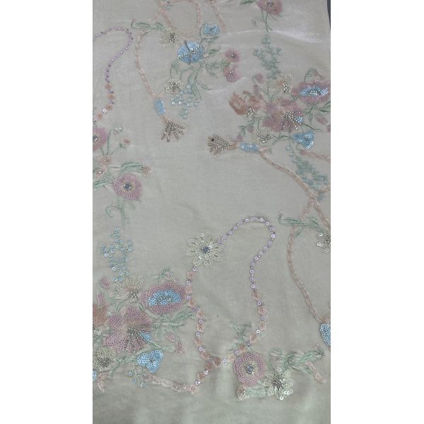 Cultura oriental Sequin de hojas de encaje floral Tejido para hacer vestidos Vestidos de cena Tejido brillante