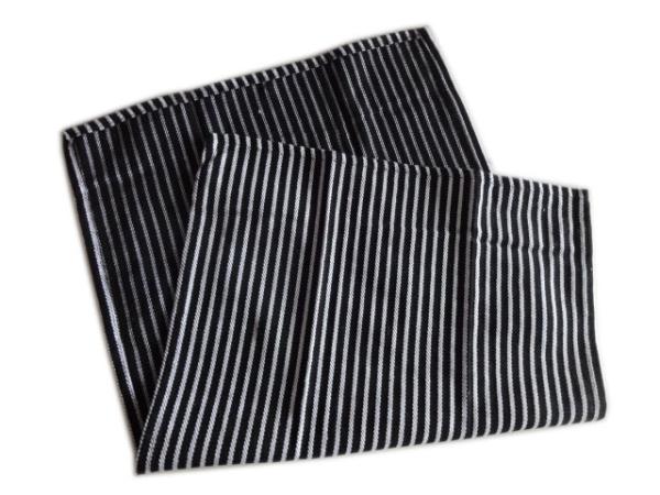 Black Cotton Kitchen Towel with White Strip , Black