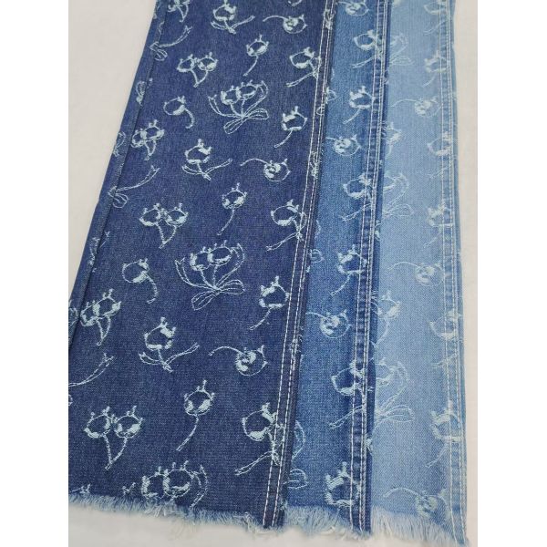 Tejido vaquero de algodón 60% de peso medio de 10.8 oz con estampado de cerezas súper suave para vaqueros o faldas de señora