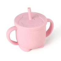 Taza inodora del bebé del producto de la cocina del silicón de LFGB con las manijas herméticas