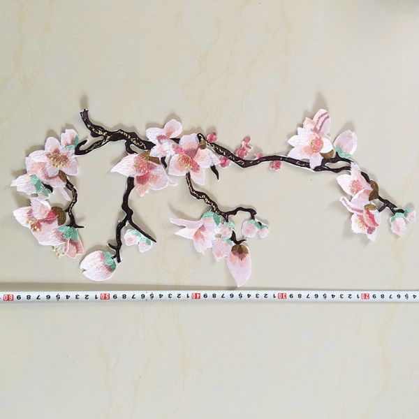 Hot Fix Motif mangnolia  Embroidery Lace Flower for Cheongsam