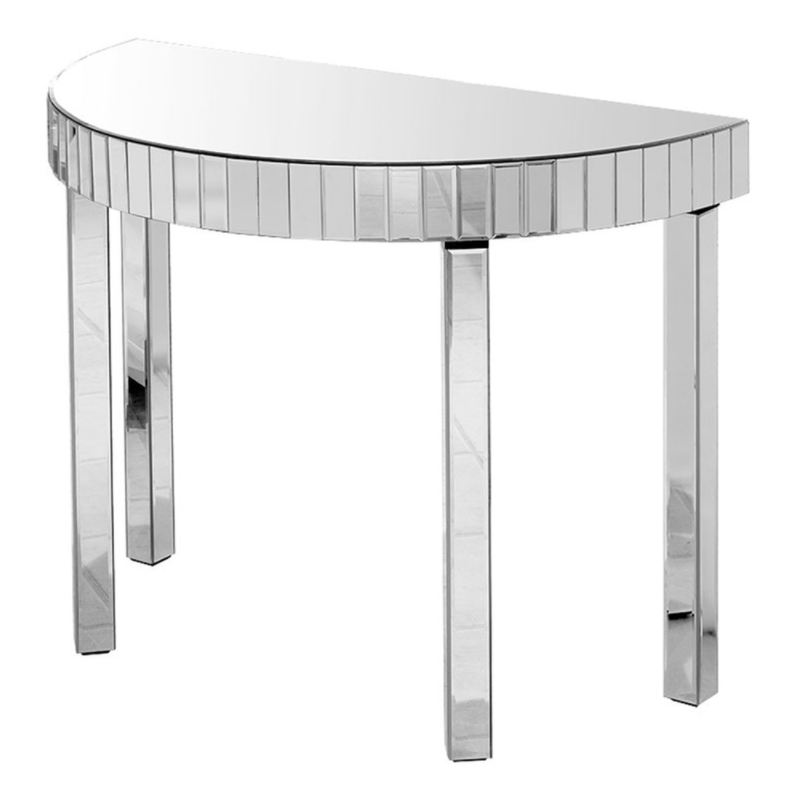 Antique Silver Mirrored Furniture Demilune Console Table Custom