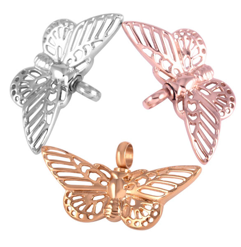 Pet Ashes Pendant Necklace Beautiful Butterfly Cremation Jewelry for Animal Ashes