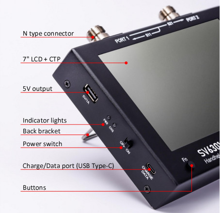 SYSJOINT SV6301A Handheld Vector Network Analyzer with 1MHz-6.3GHz Range 7-inch IPS LCD and TDR Function for Accurate Measurements