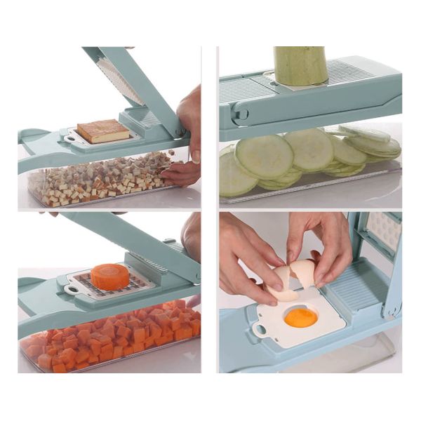 Custom Logo Stainless Steel 8 Blades Potato Onion Food Chopper Mandoline Vegetable Slicer