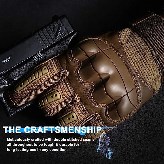 Protective Gear Full Finger Gloves, Motorcycle Tactical Gloves Upgraded Touch Screen Damping Palm Pads Rubber Guard
