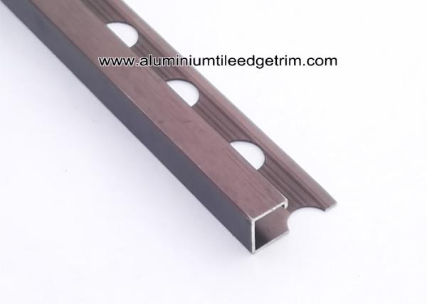 Flat Edge Aluminium Bathroom External Corner Tile Trim With Brushed Brown