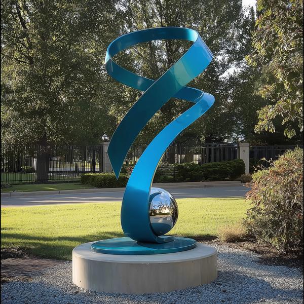 Modern Outdoor Painted Metal Sculpture For Garden and Patio Art Decor