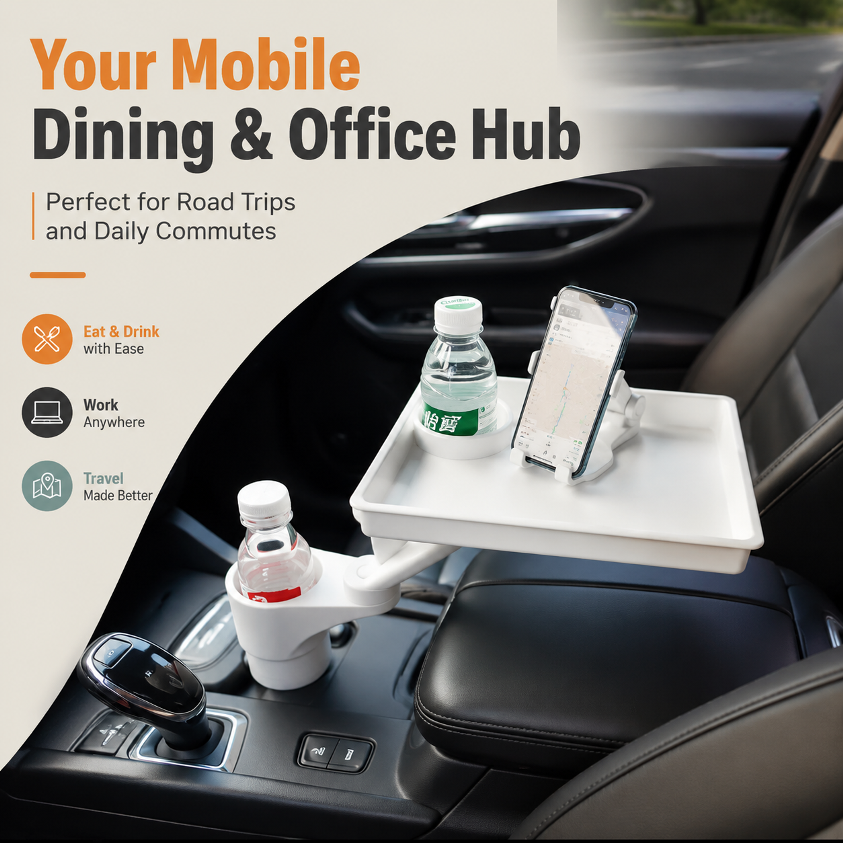 Expandable Car Cup Tray 3d Printing Auto Parts 360 Adjustable For Dining Storage