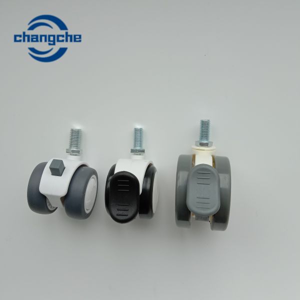 Total Lock Brake Hospital Caster Wheels for Medical Equipment Stem Diameter 1/4 Inch