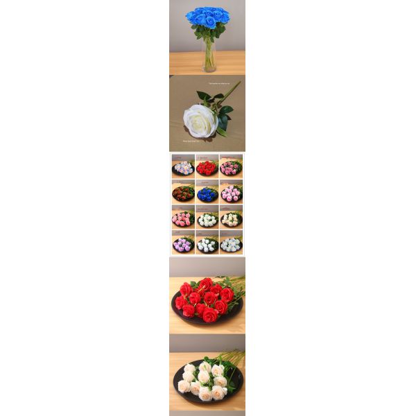 Eco-friendly 9-Head Artificial Dusty Rose Silk Flower Wall for Wedding and Christmas