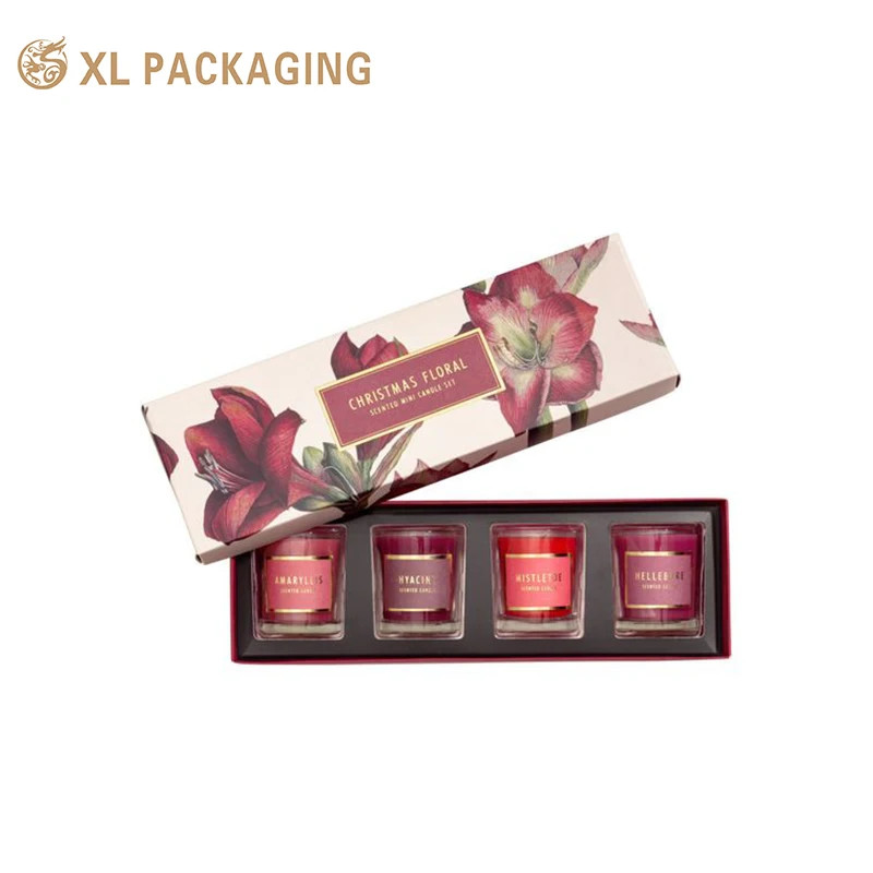 Custom Foldable 2‑Piece Heaven And Earth Lid Candle Gift Box, Flat Pack Shipping 350gsm Paper Box With 4‑Slot PET Insert For Scented Candle