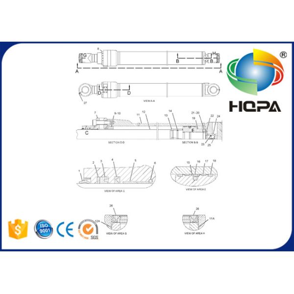 126-1880 247-8974 350-0971 456-0204 Stick Cylinder Seal Kit For CAT Excavator