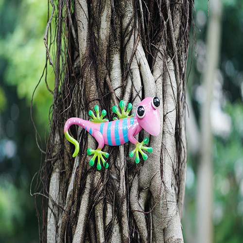 Unique Outdoor Metal Gecko Yard Art Decoration Easy Installation