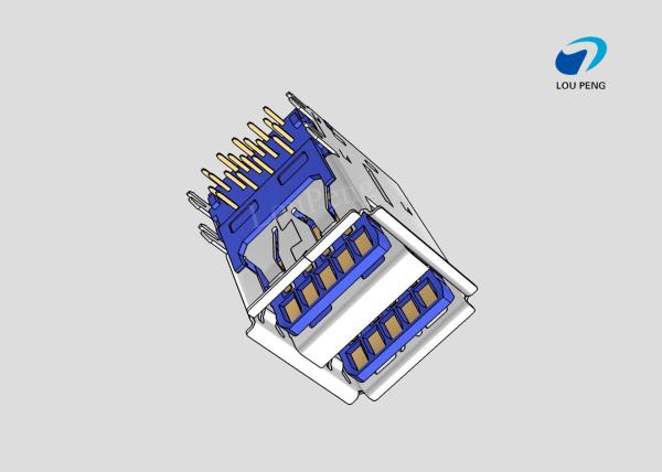 3.0MM USB A TYPE 18PIN FEMALE 90 °  DOUBLE DECK Gold-Plated