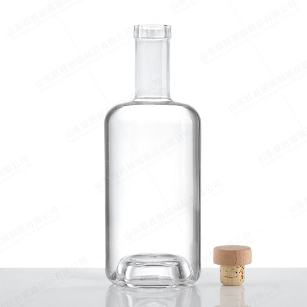Botella de vidrio personalizada para XO Brandy Gin Vodka Rum 500 ml de corcho con tapa de tornillo transparente