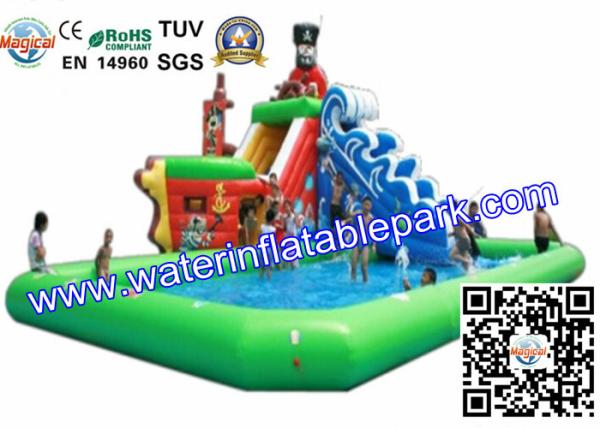 Exciting Green Inflatable Sport Games , Commercial Inflatable Water Slides
