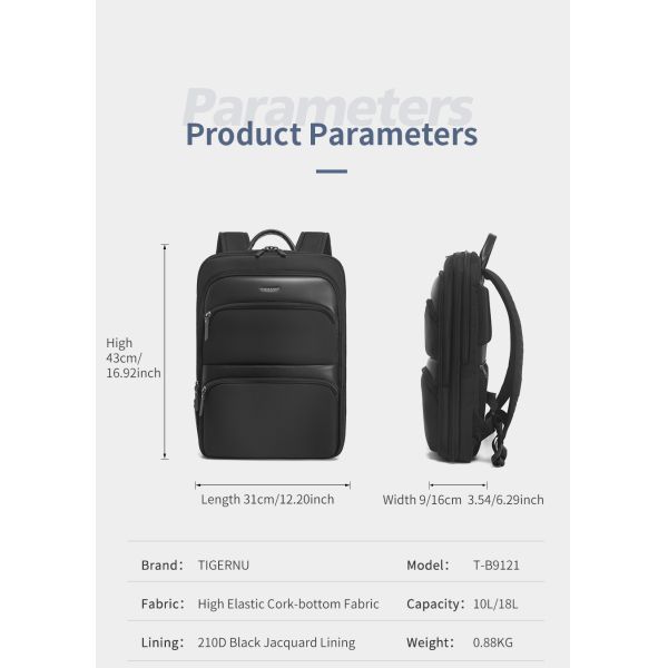 18L Business Travel Laptop Backpack Multifunction Anti Theft Mochila Daily