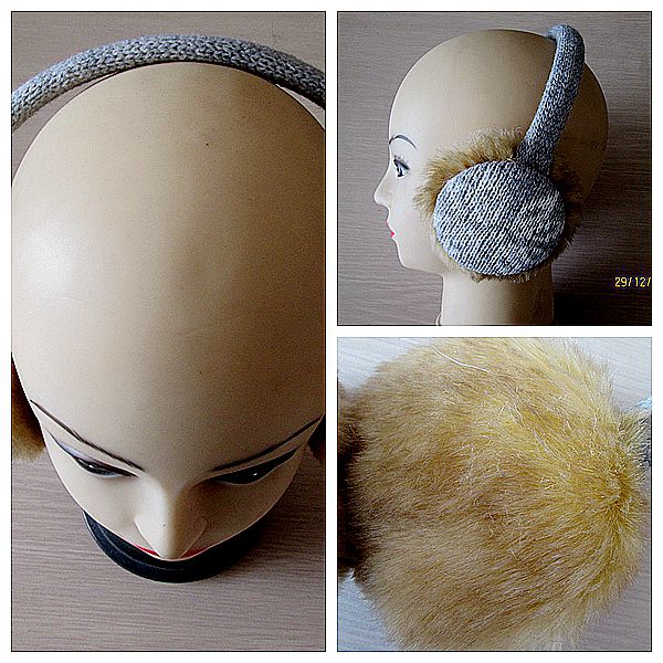 Gilrs/ladies acrylic ear muff--fake fur on ears--jacquard design