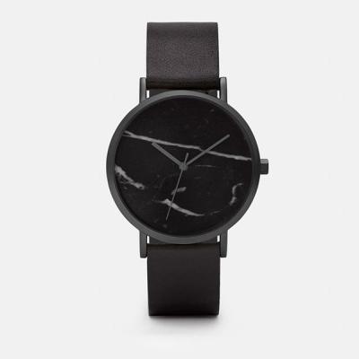 Real Black Marble Face Watch Mineral Crystal With Japanese Quartz Movt