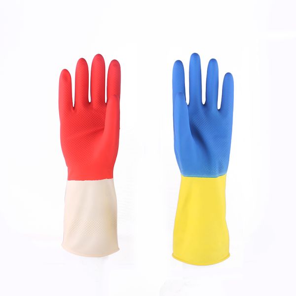 Biolor Latex Household Gloves Flock Lined Kitchen Dishwashing Rubber Gloves