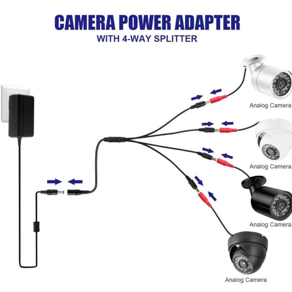 1 to 4 ways 1 Female to 4 Male 5.5x2.1 mm DC Power Supply Splitter Cable for CCTV Camera LED