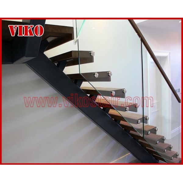 Straight Stringer Staircase VK06S 304 Stainless steel glass stainoff,stainless steel handrail,Glass