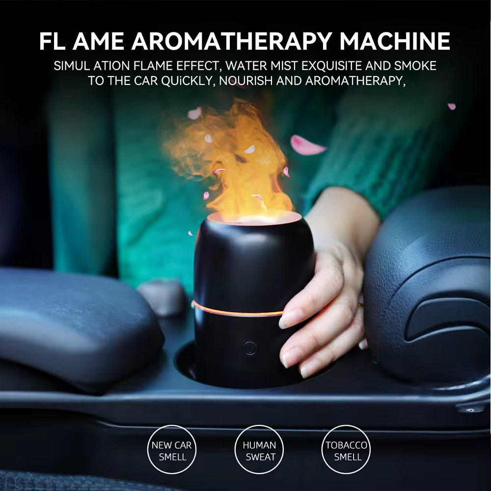 100ml Mini Portable USB Fire Flame Humidifier Car Perfume Diffuser Air Freshener Diffuser Essential Oils for Car