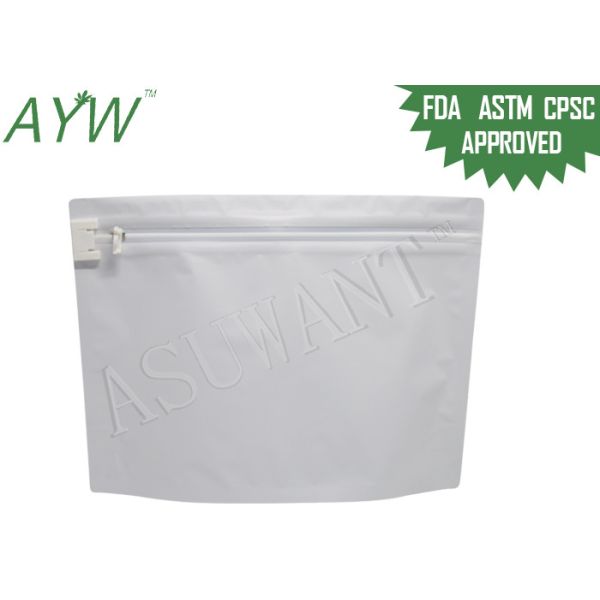 White Single Zip Lock Child Proof Pouch For Herb Incense Bleed / Weed