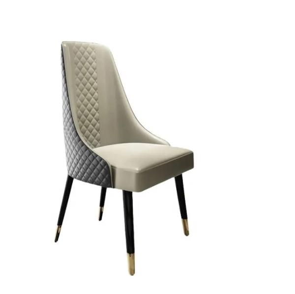 Silla de comedor moderna de cuero de PU con patas de madera
