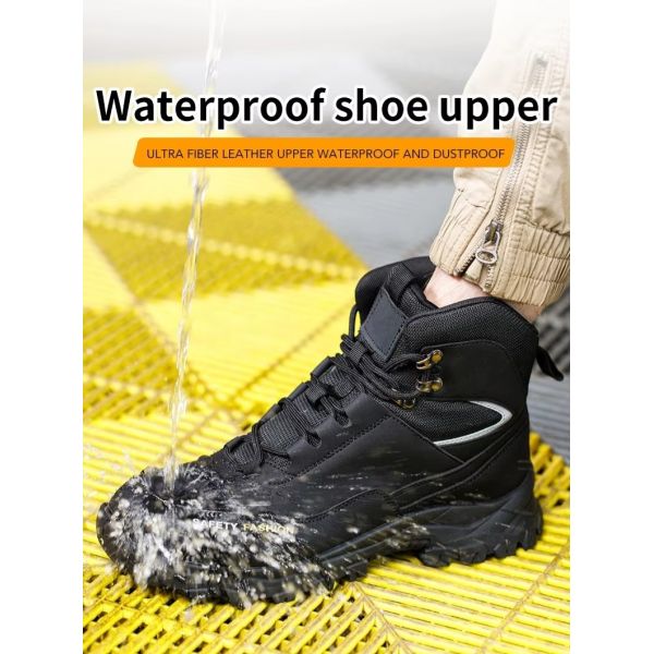 Black Green Non Slip Safety Boots Microfiber Leather Security Work Shoes