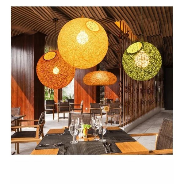 Loft Hanging Lamp Living Room Home Decoration Nordic Rattan Weaving Spherical Pendant light(WH-WP-145)