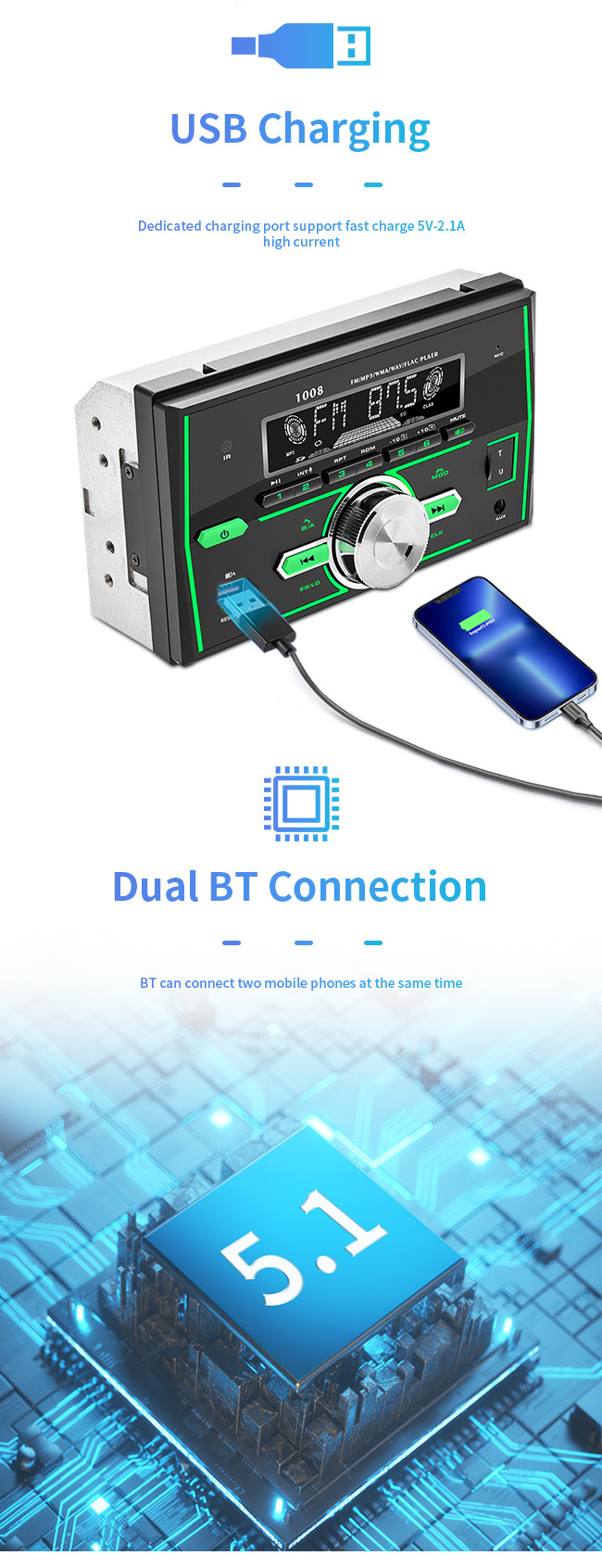 CE андроида планшета держателя автомобиля Bluetooth DIN MP3 2