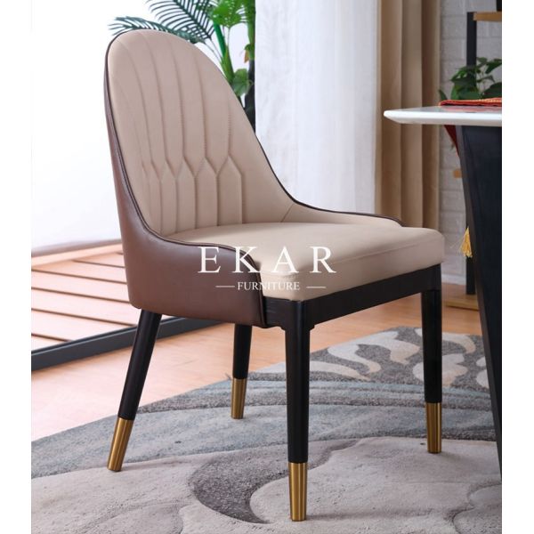 French Italian Style Wooden Modern Leather Dining Chair