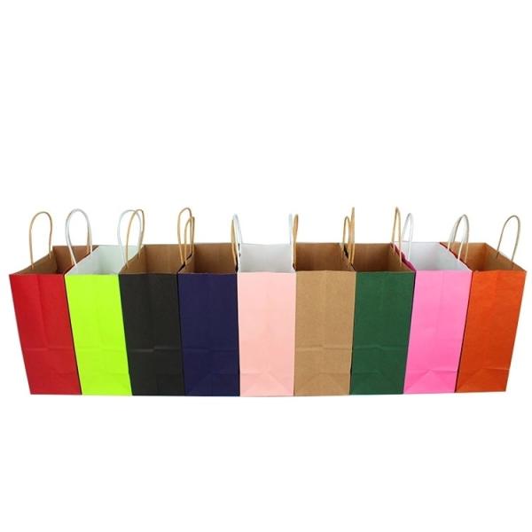 Eco Friendly 140 Gsm  Kraft Paper Bag Personalized Paper Bags Colorful Kraft Paper Bag with Handle Green