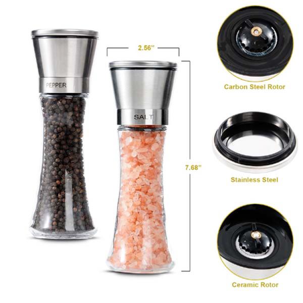 Glass Bottle 192mm 277g 180ml Manual Salt Grinder