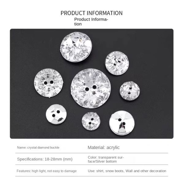 Modern Design Transparent High-End Crystal Glass Buttons Round Two Eyes Acrylic Sofa Decoration for Living Room Hotels Schools