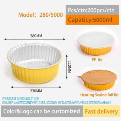 280mm Diameter 5000ml Aluminum Foil Baking Pans Pizza Tray Round Disposable Aluminum Foil Container With Lids