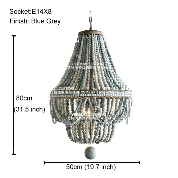 Gold Chandelier Wooden Beaded Lighting Fixture Fringe Hanging Light Silas Chandelier （WH-AP-652）